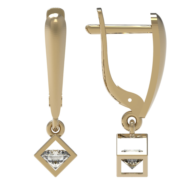 Серьги, золото, фианит, красный, 015062-1100